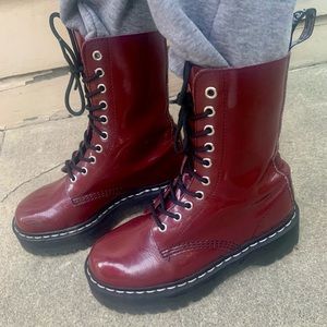 Doc Marten Agyness Deyn Red Platform Boots Women’s Size 6